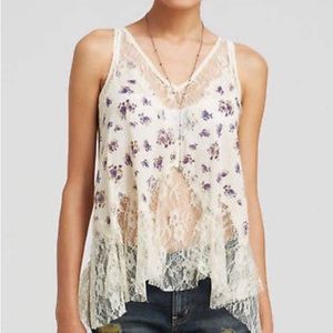 LAST CHANCE Free People ditsy floral lace Bohemian Tank S